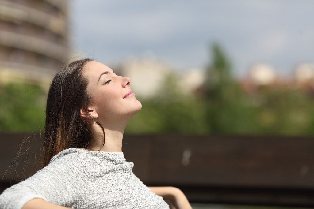 woman relaxing outdoors