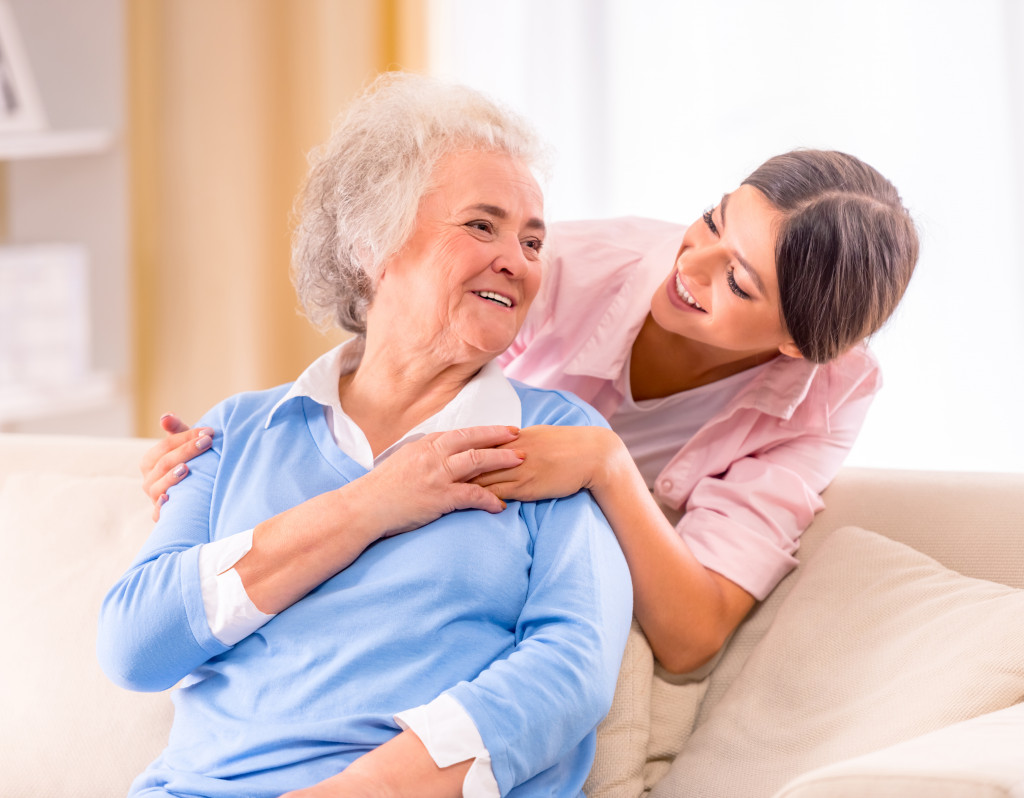 woman with a caregiver
